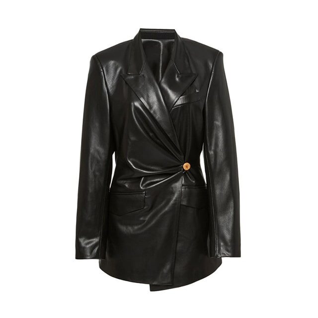 Women Blair Ruched Leather Blazer