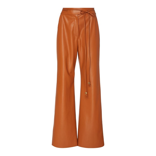 Women Stylish Flared Genuine Leather Wide Leg Pants