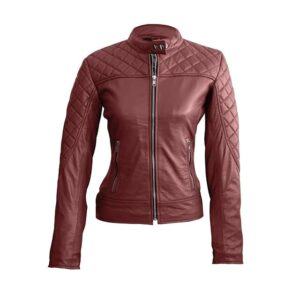 Women’s Classy Quilted Biker Leather Jacket