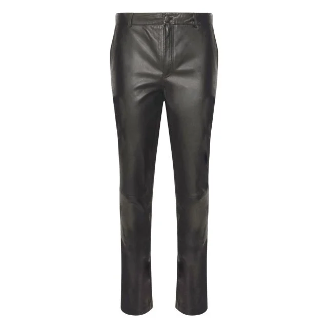 Black Genuine Leather Pants Mens