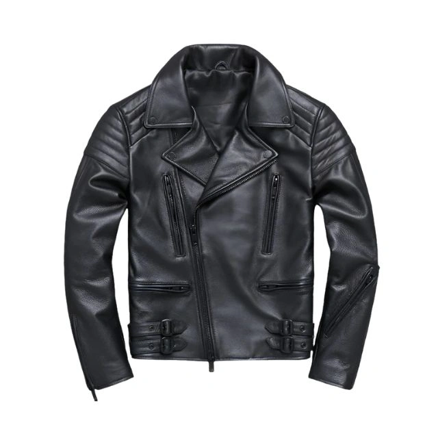 Black New Slim Fit Motorcycle Leather Jacket Men