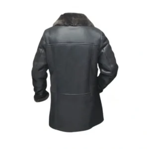 Black Traditional Real Leather Winter Coat men
