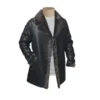 Black Traditional Real Leather Winter Coat men - Image 4