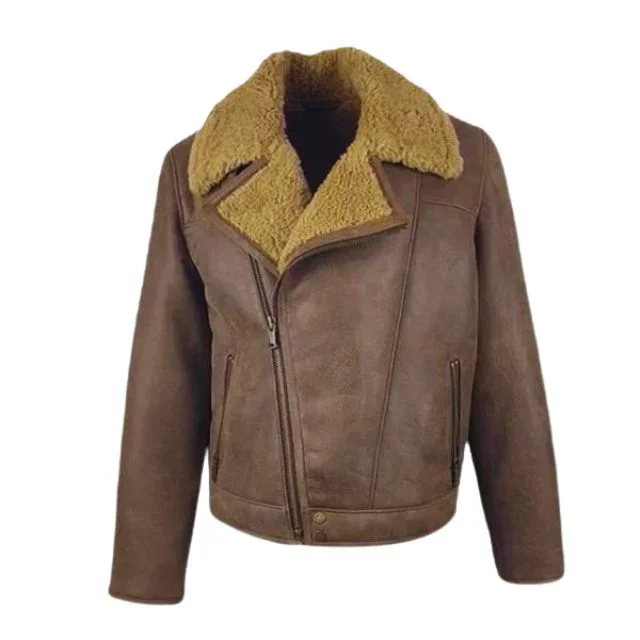 Brown Men’s Shearling Fur Lined Leather Jacket