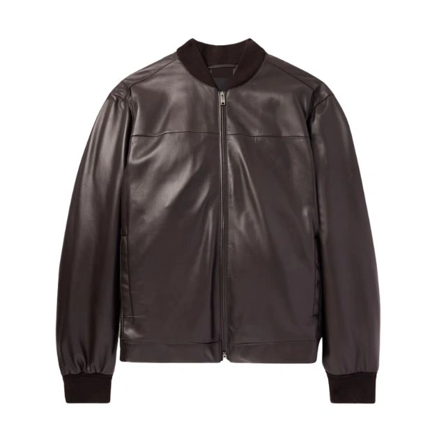 Classic Bomber Leather Jacket Mens