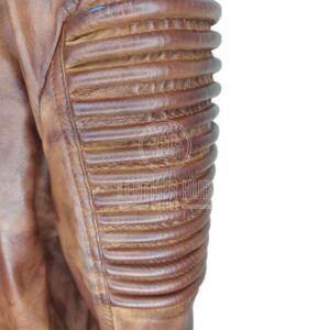 Designer Mens Belted Neck Motorcycle Leather Jacket