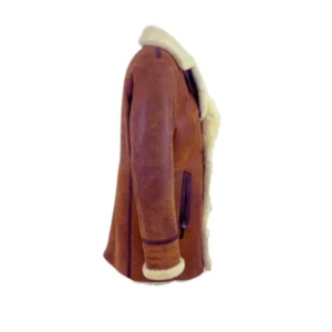 Double Breasted B3 Bomber Distressed Shearling Coat