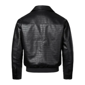 Men’s Crocodile Embossed Real Leather Aviator Jacket
