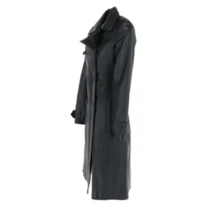 Genuine Leather Women Double Breasted Trench Coat