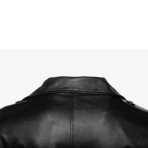Men’s Black Sheepskin Leather Double Breasted Coat