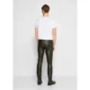 Men’s Black Skin Fit Leather Pants - Image 3