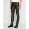 Men’s Black Skin Fit Leather Pants - Image 4