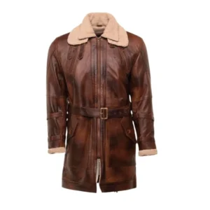 Men’s Vintage Leather Sherpa Lining Coat