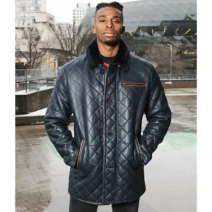 Black Men’s Quilted Sheepskin Shearling Coat