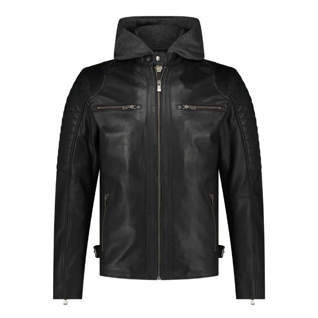 Real Lambskin Mens Casual Jacket With Removable Hood