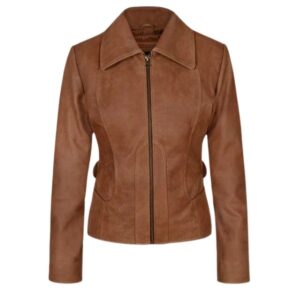 Vintage Brown Leather Jacket Women