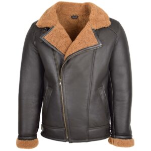 BUNERI Brown Ginger Aviator Sheepskin Pilot Jacket