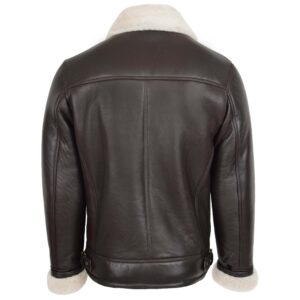 BUNERI Men’s Aviator Sheepskin Pilot Jacket Brown White