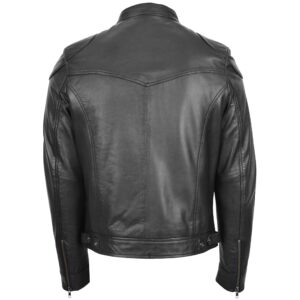 BUNERI Men’s Biker Soft Casual Leather Jacket Black
