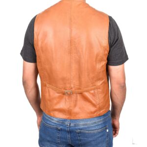 BUNERI Men’s Tan Leather Waistcoat