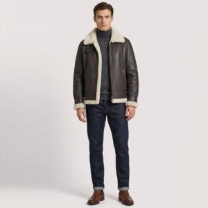 BUNERI Classic B3 Men’s Original Sheepskin Jacket Stone Vintage White