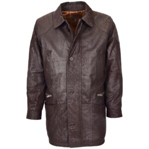 BUNERI M2 Brown Classic Leather Winter Car Coat