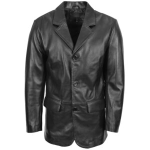 BUNERI Black Classic Three-Button Soft Leather Blazer