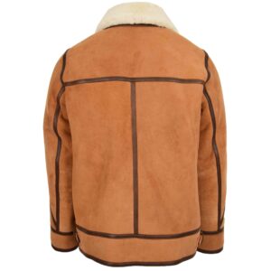 BUNERI Tan and White Classic B3 Sheepskin Jacket