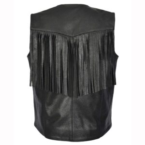 BUNERI Men’s Cowhide Leather Biker Fringed Western Vest