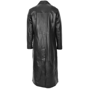 BUNERI Men’s Black Leather Full-Length Blazer Coat