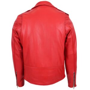 BUNERI Red Heavy Duty Leather Brando Biker Jacket