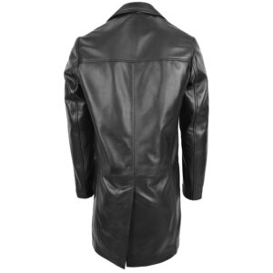 BUNERI Black Leather 3/4 Length Coat