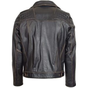 BUNERI Men’s Leather Biker Brando Design Jacket Vintage Black
