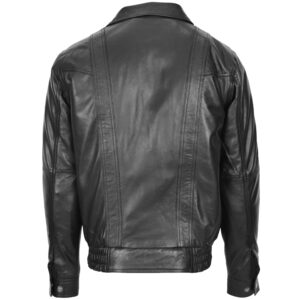 BUNERI Black Leather Bomber Blouson Jacket