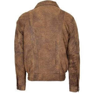 BUNERI Men’s Leather Bomber Blouson Jacket Brown