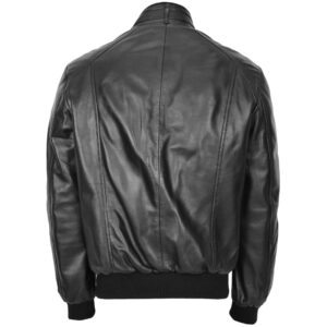 BUNERI Men’s Leather Bomber Flight Jacket Black