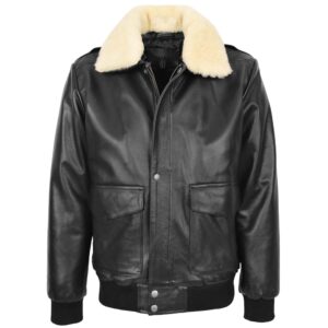 BUNERI Men’s G-1 Aviator Leather Bomber Jacket