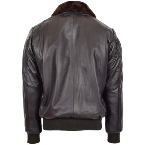 BUNERI Men’s Leather Bomber Jacket G-1 Aviator Style Brown