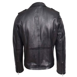 BUNERI Black Leather Brando Biker Jacket