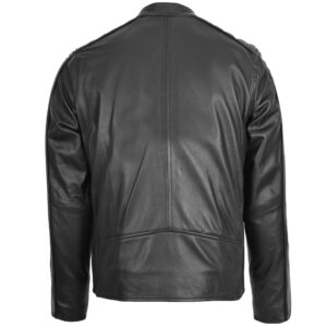 BUNERI Men’s Leather Casual Biker Fashion Jacket Black