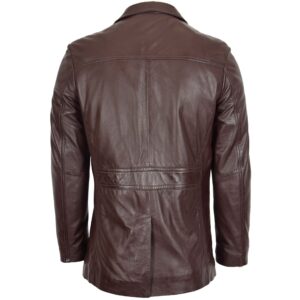 BUNERI Brown Leather Classic Reefer Jacket