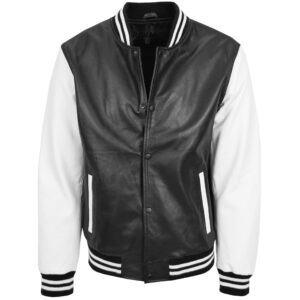 BUNERI Men’s Premium Leather Varsity Jacket