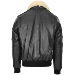 BUNERI Pilot-N Black Leather Jacket with Detachable Collar