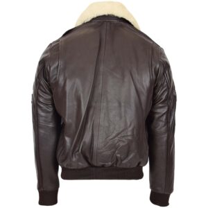 BUNERI Pilot-N Brown Leather Jacket with Detachable Collar