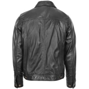 BUNERI Black Leather Lee Rider Casual Jacket