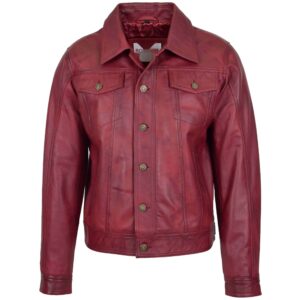 BUNERI Burgundy Leather Lee Rider Casual Jacket