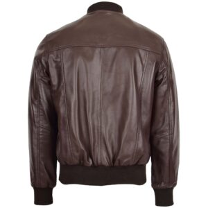 BUNERI Men’s Brown Leather MA-1 Bomber Jacket