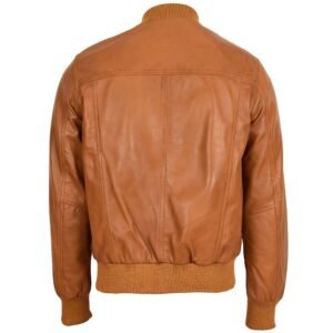 BUNERI Tan Leather MA-1 Bomber Jacket