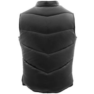 BUNERI Black Leather Puffer Waistcoat Body Warmer