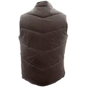 BUNERI Men’s Brown Leather Puffer Waistcoat